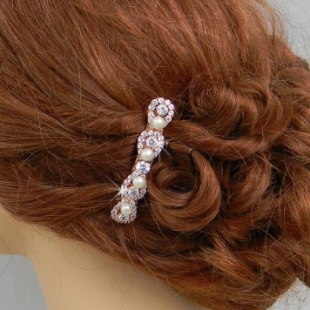 Crystal Bridal Hair Clip, Freshwater Pearl Wedding